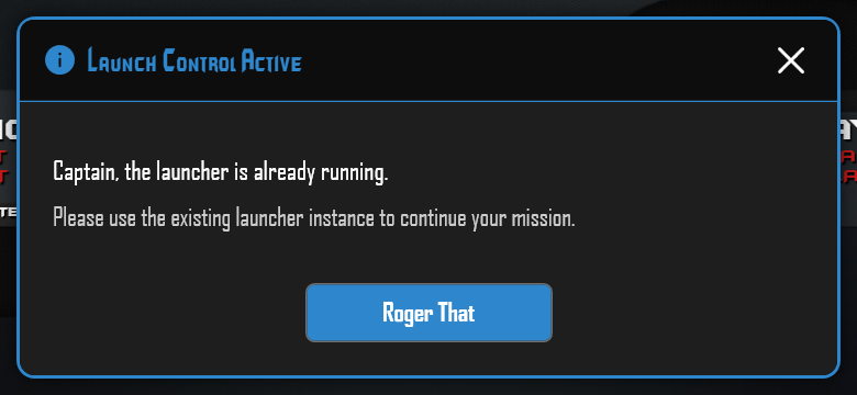 Launch Control Active: a launcher instance is already running.